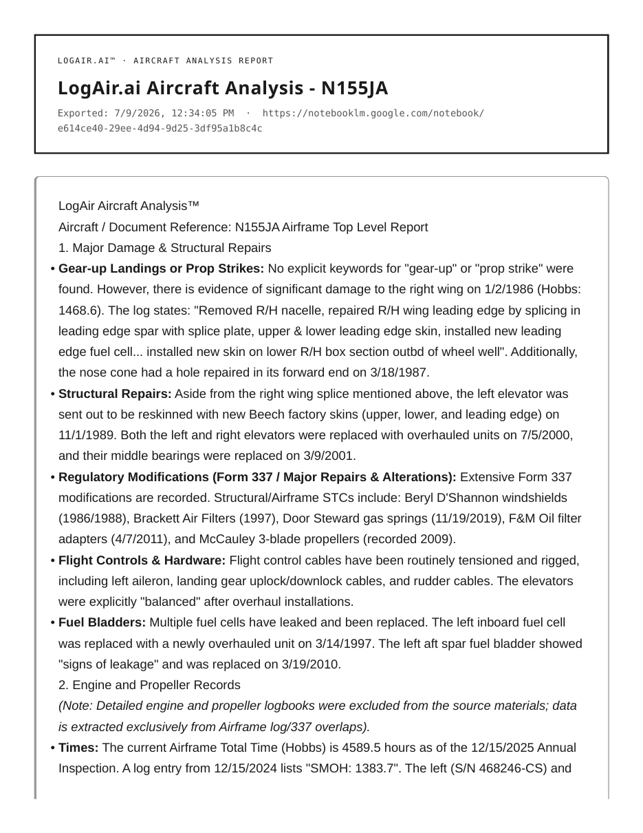 Aircraft Analysis report preview